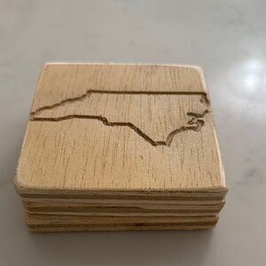 North Carolina wooden coasters, set of 3